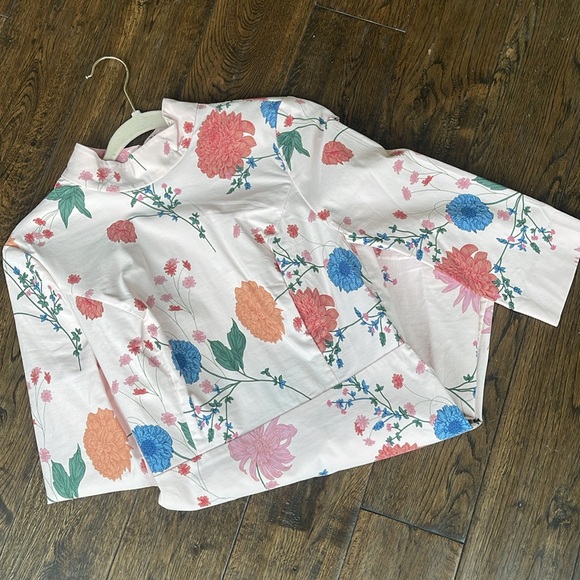 Maeve Mock-Neck floral pink Stretch Shift Mini Dress 4 - Picture 7 of 8